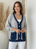 Women's Casual V-Neck Denim Splicing Cardigan