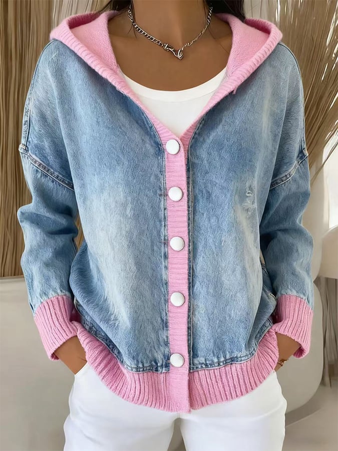 Women's Casual Hooded Denim Cardigan