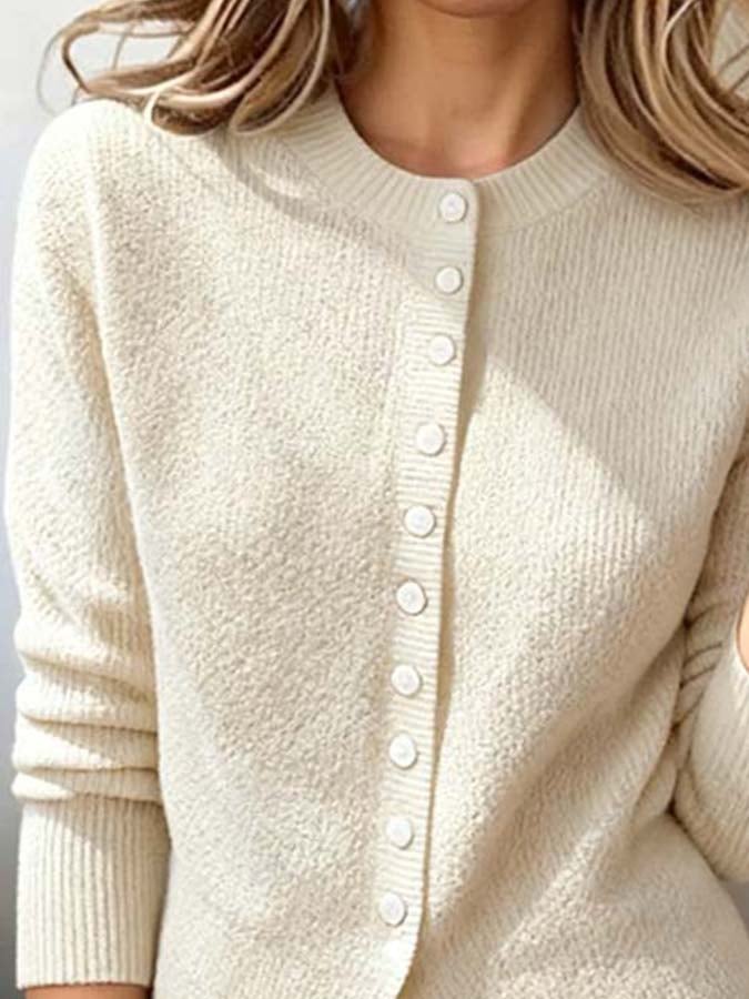 Women'S Casual Solid Color Knitted Cardigan Sweater