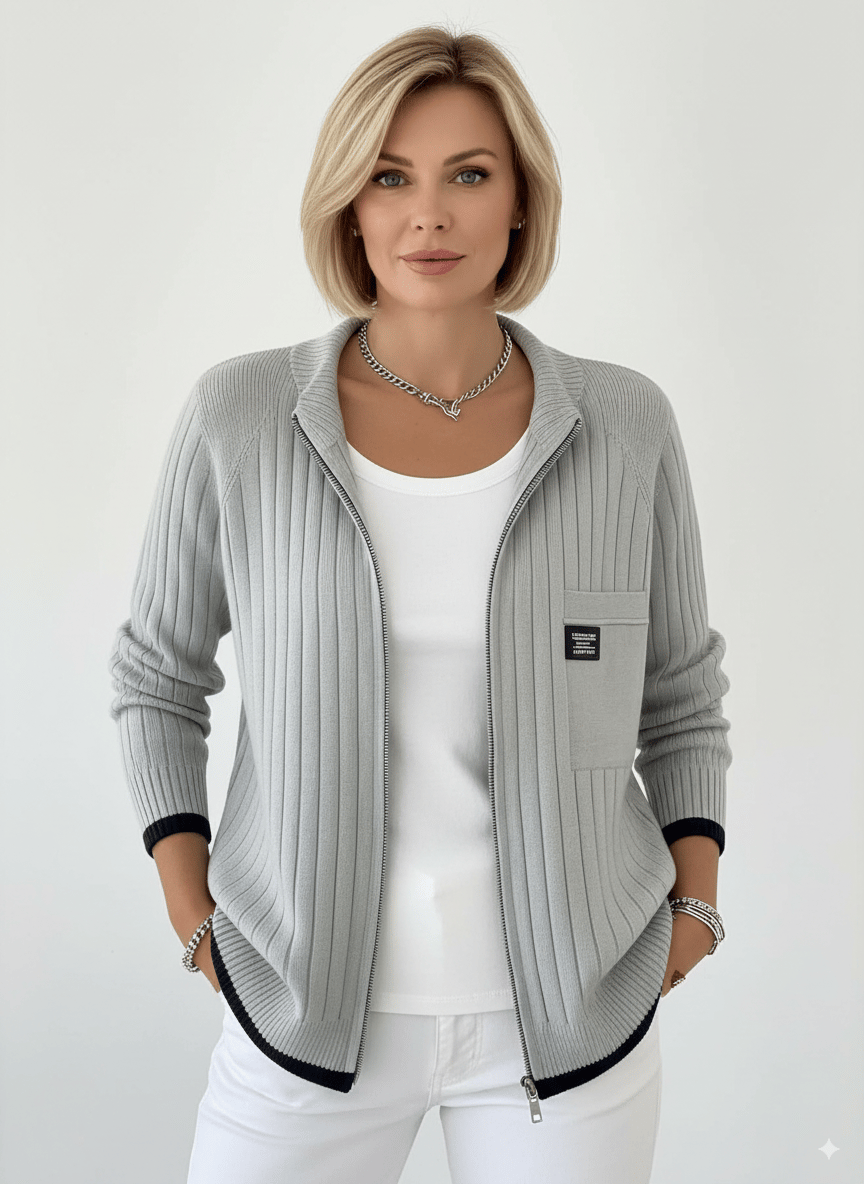 Women'S Casual Zipper Knitted Sweater Cardigan