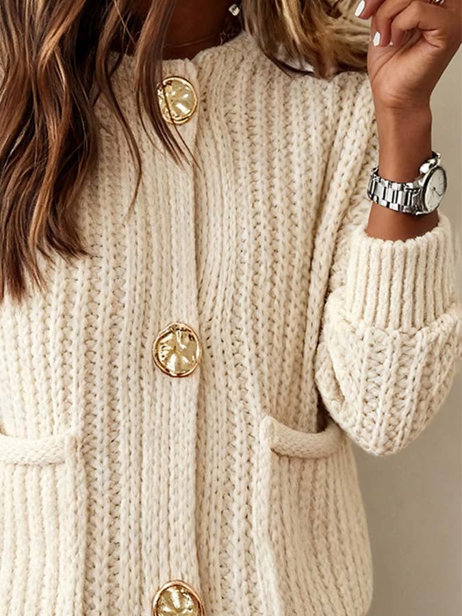 Women's Casual Large Button Knitted Sweater Cardigan