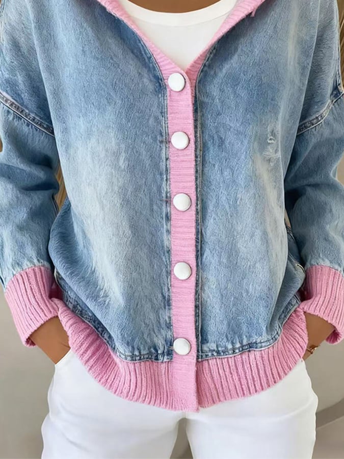 Women's Casual Hooded Denim Cardigan