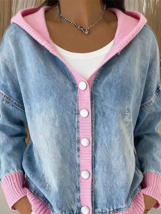 Women's Casual Hooded Denim Cardigan