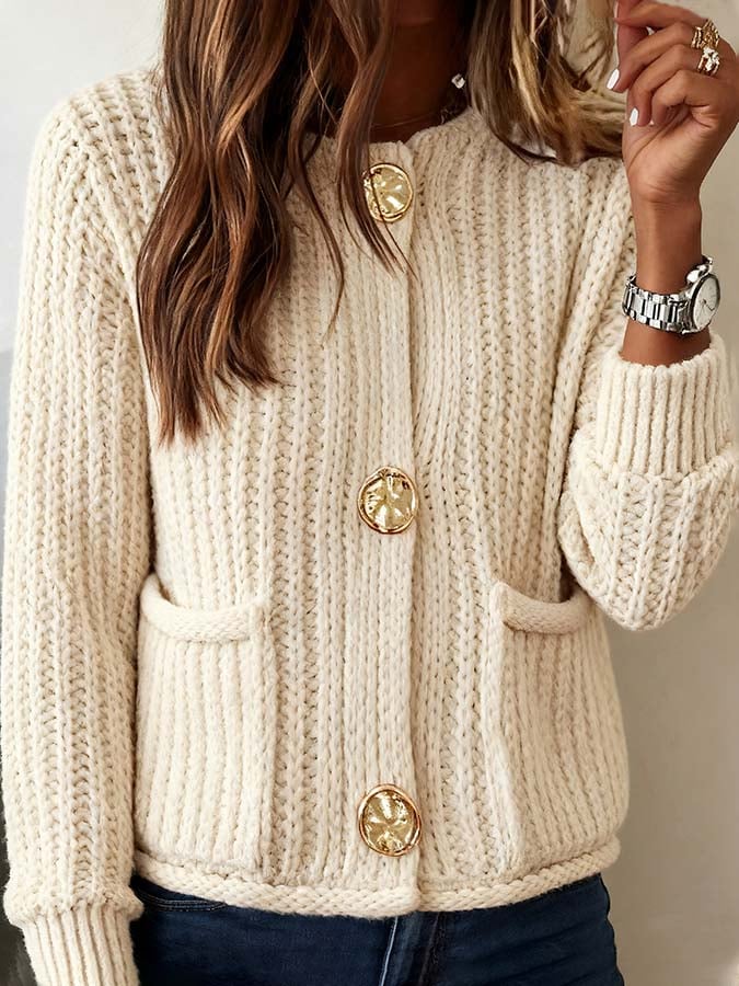 Women's Casual Large Button Knitted Sweater Cardigan