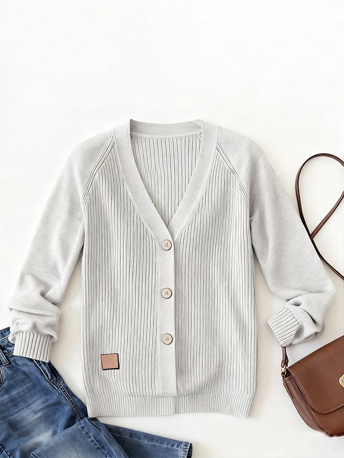Women's Casual V-Neck Striped Cardigan