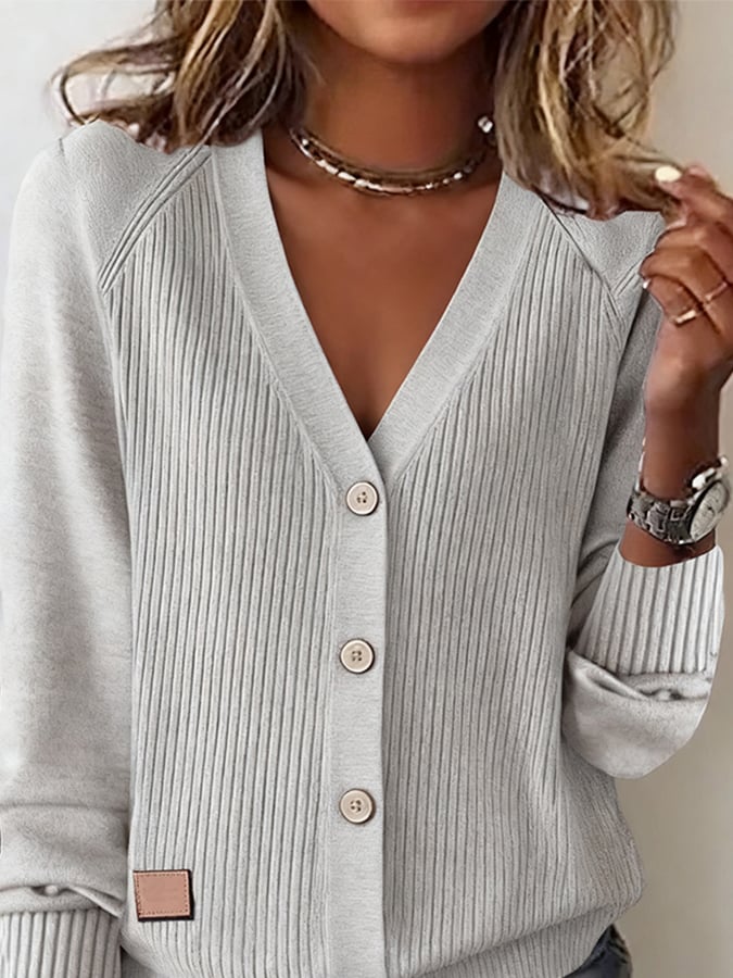 Women's Casual V-Neck Striped Cardigan