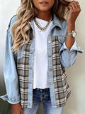 Women'S Casual Denim Splicing Cardigan Jacket