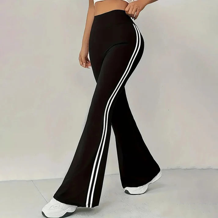 High-Waist Side Stripe Flared Pants