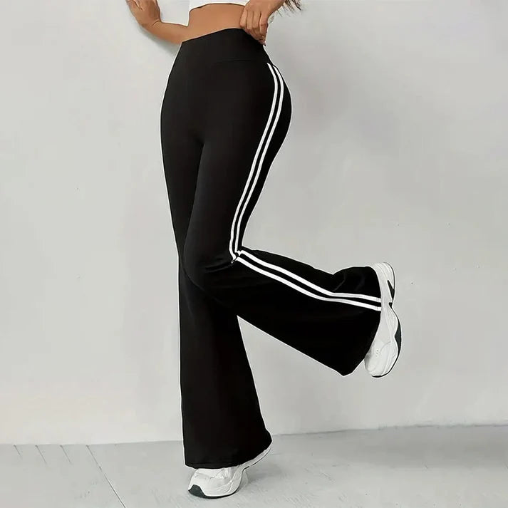 High-Waist Side Stripe Flared Pants